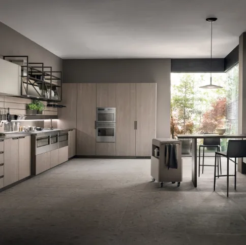 Cucina Moderna Mia in Rovere Gessato e Biomalta Argilla Lima di Scavolini