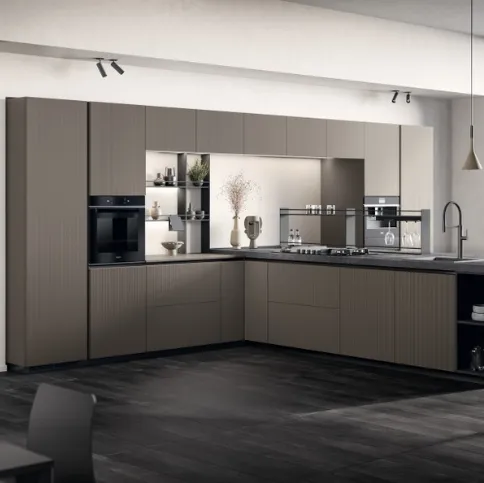 Cucina Moderna Mira in laminato Strips Urban Steel di Scavolini