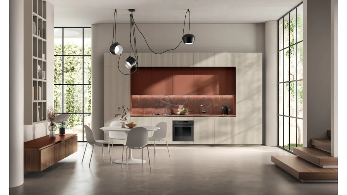 Cucina Moderna lineare Mira in laccato Tortora e Ruggine di Scavolini