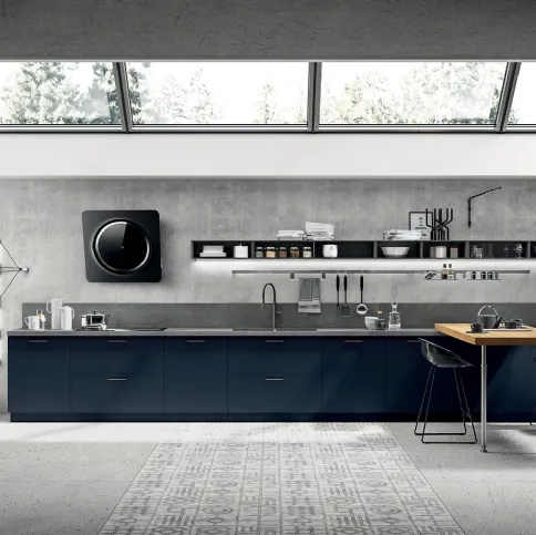 Cucina Moderna Mood in laccato Blu Moon di Scavolini