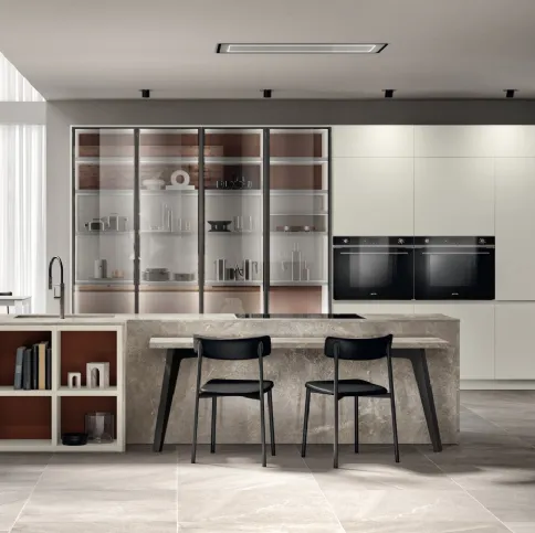 Cucina Moderna Motus in laccato opaco Bianco Prestige di Scavolini