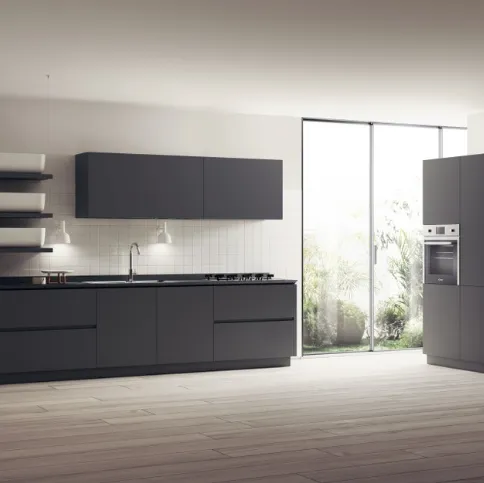 Cucina Moderna Qi in laccato opaco Grigio Ferro di Scavolini