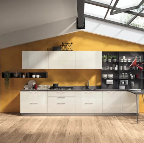 Cucina Moderna con penisola Sax in laccato lucido Bianco di Scavolini