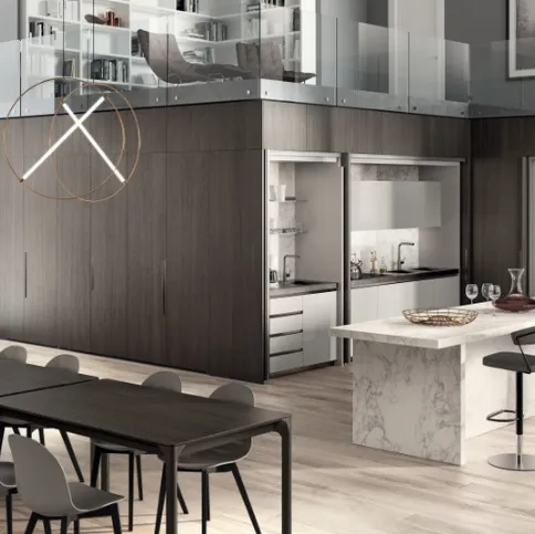 Cucina Boxi in laccato lucido Grigio Chiaro di Scavolini