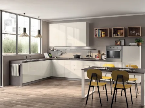 Cucina Moderna angolare Urban & Urban 04 in laccato Bianco lucido di Scavolini