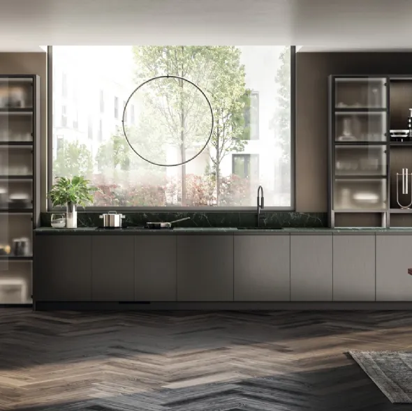 Cucina su misura Mood in Pietra Grey e Bianco Puro di Scavolini